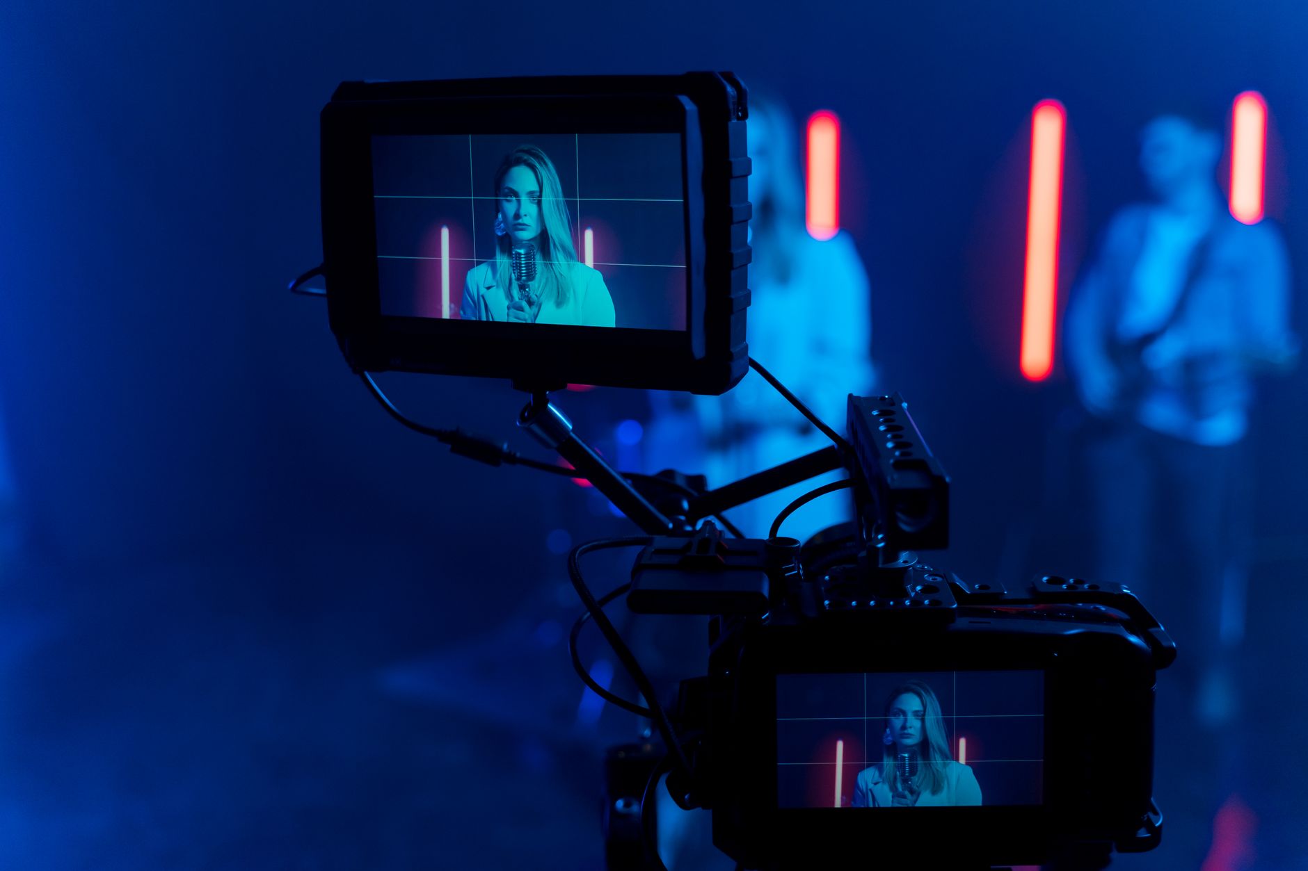 Recording music video artist singing