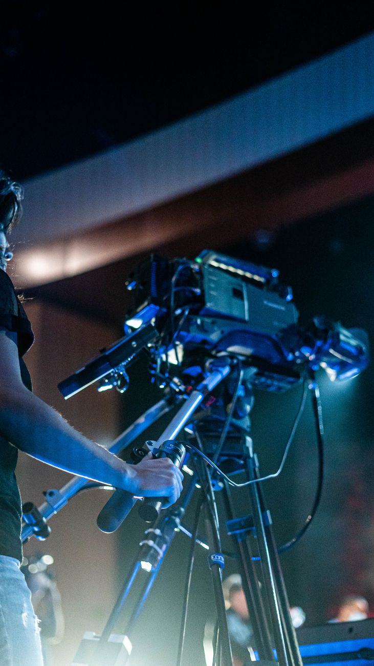 Cinematic camera on stabilizer production set