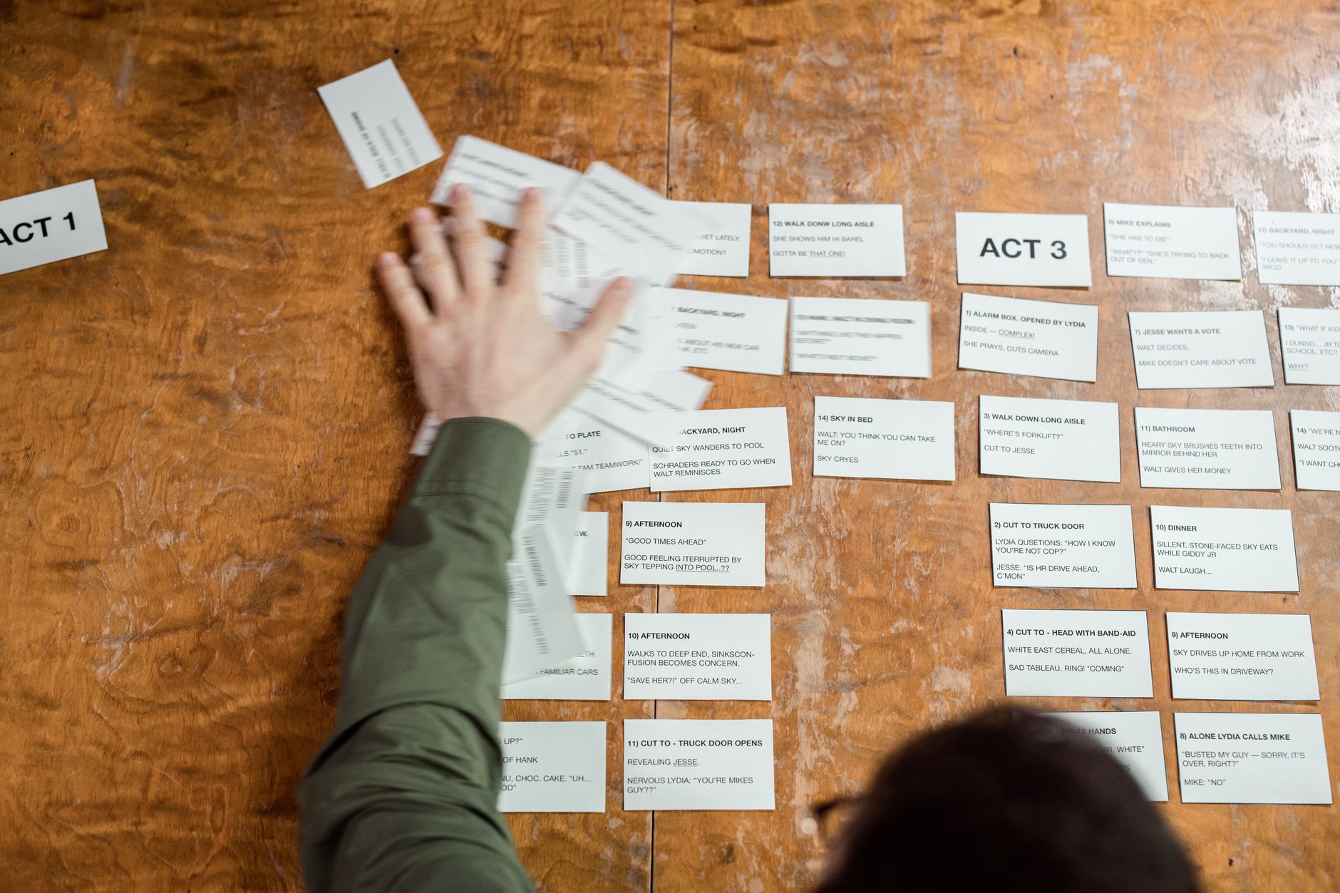 Drafting scripts and film storyboarding process